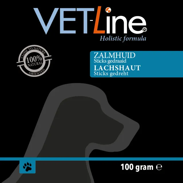 Die Mehlwurmfarm Vetline Lachshautsticks gedreht Hundesnack 100g