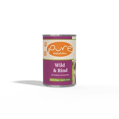 Die Mehlwurmfarm Pure Hundemenü Wild Rind Nassfutter Nudel